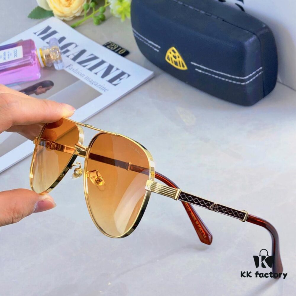 Maybac* European and American Fashion Metal Oversized Cat-Eye Sunglasses, Double-Bridge Unisex Pilot Sun Glasses, High-End Large Frame Eyewear