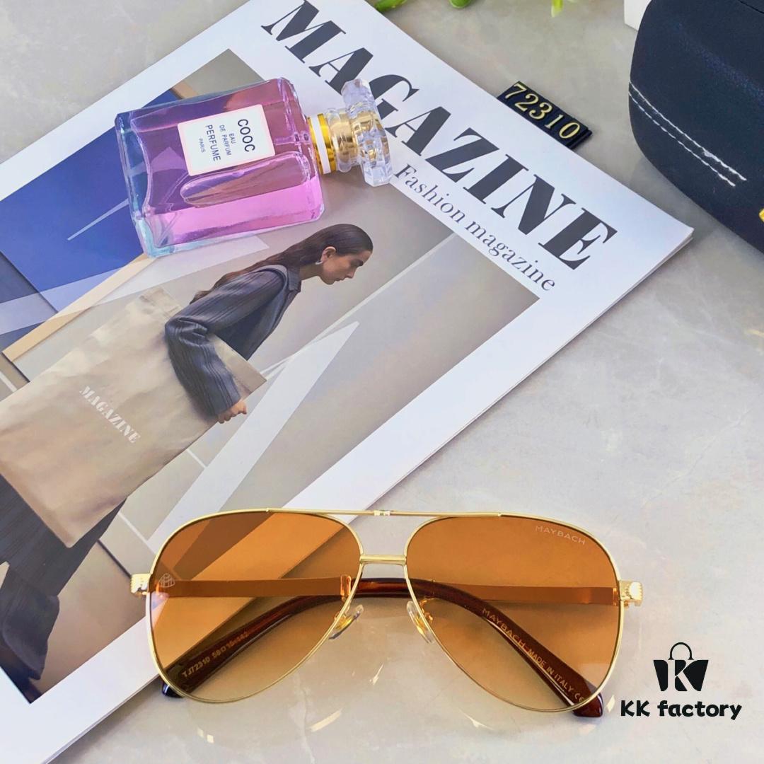 Maybac* European and American Fashion Metal Oversized Cat-Eye Sunglasses, Double-Bridge Unisex Pilot Sun Glasses, High-End Large Frame Eyewear