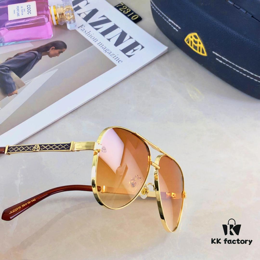 Maybac* European and American Fashion Metal Oversized Cat-Eye Sunglasses, Double-Bridge Unisex Pilot Sun Glasses, High-End Large Frame Eyewear