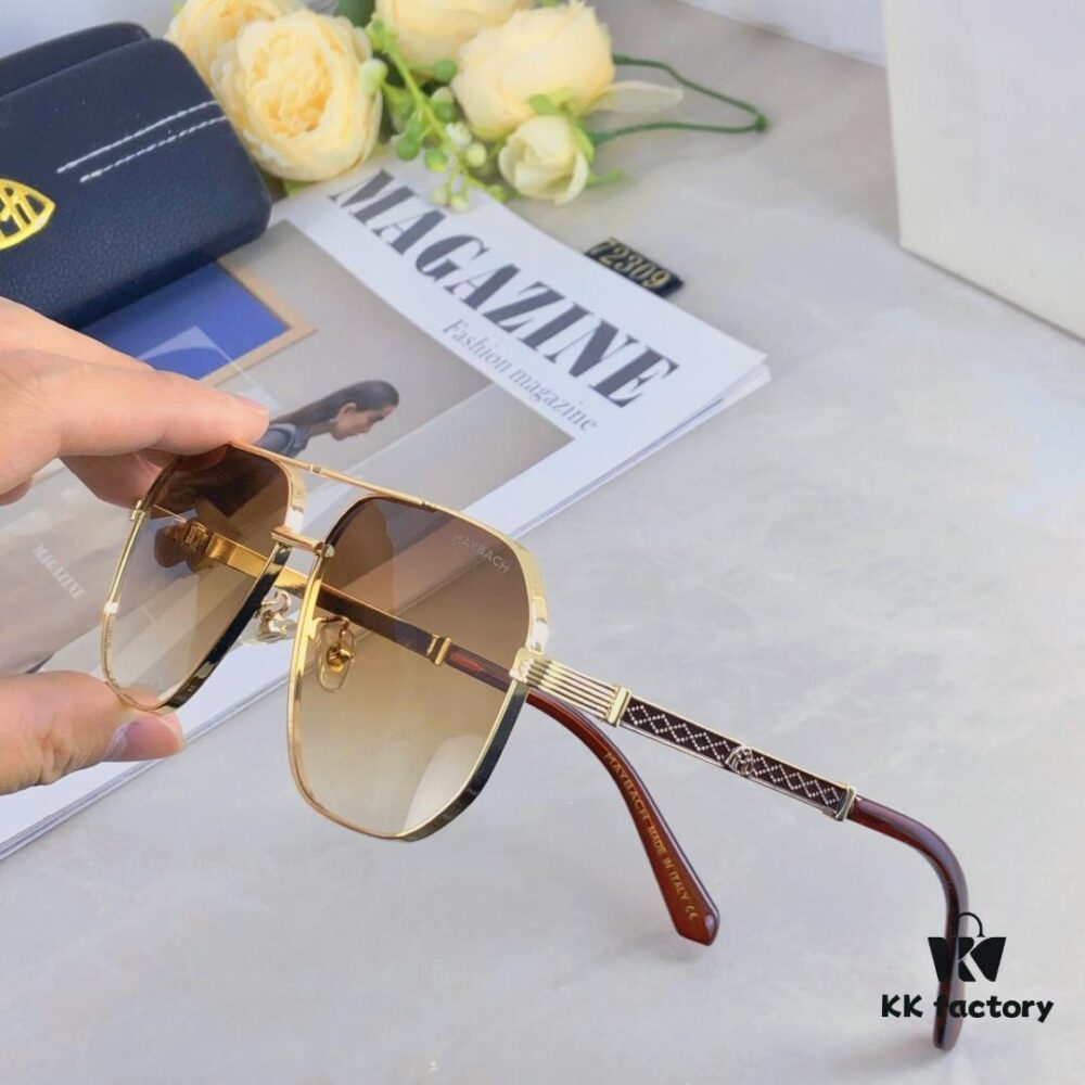 Maybac* New Men's Sunglasses Fashionable Metal Double-Bridge Large Frame Sunglasses for Driving Outdoor Activities