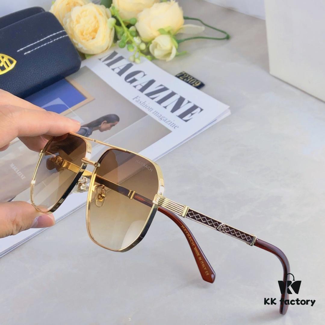 Maybac* New Men's Sunglasses Fashionable Metal Double-Bridge Large Frame Sunglasses for Driving Outdoor Activities