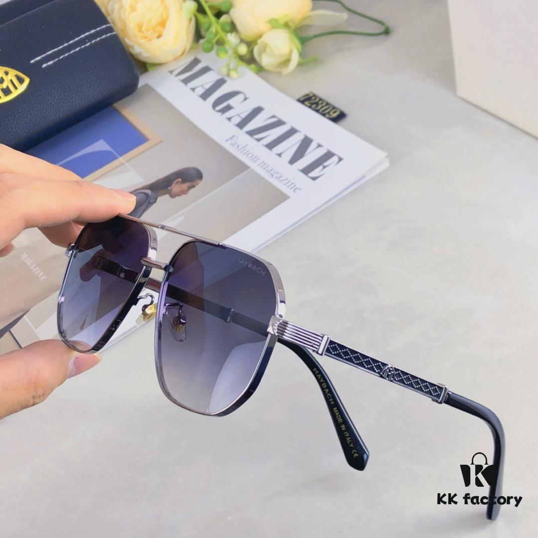 Maybac* New Men's Sunglasses Fashionable Metal Double-Bridge Large Frame Sunglasses for Driving Outdoor Activities