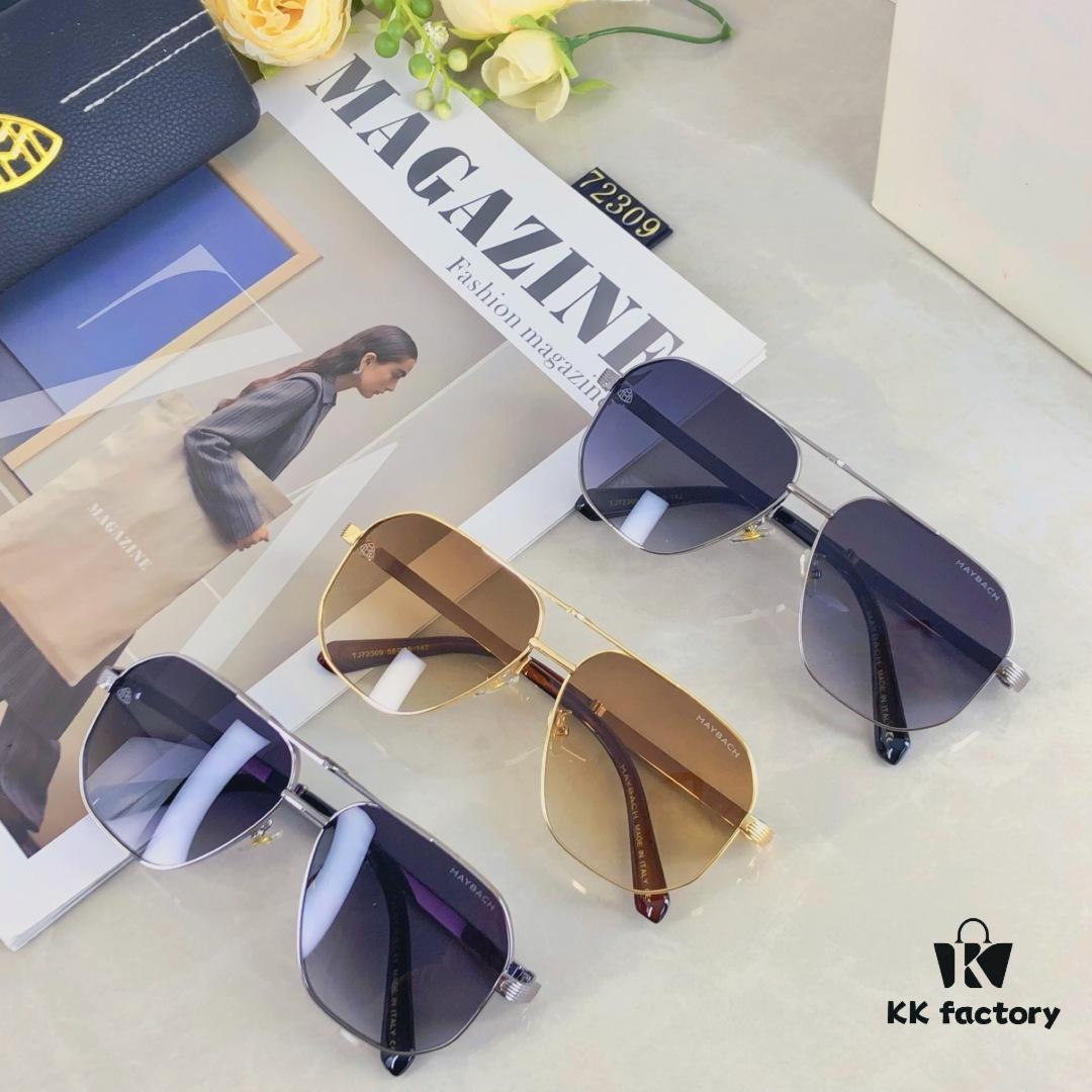 Maybac* New Men's Sunglasses Fashionable Metal Double-Bridge Large Frame Sunglasses for Driving Outdoor Activities