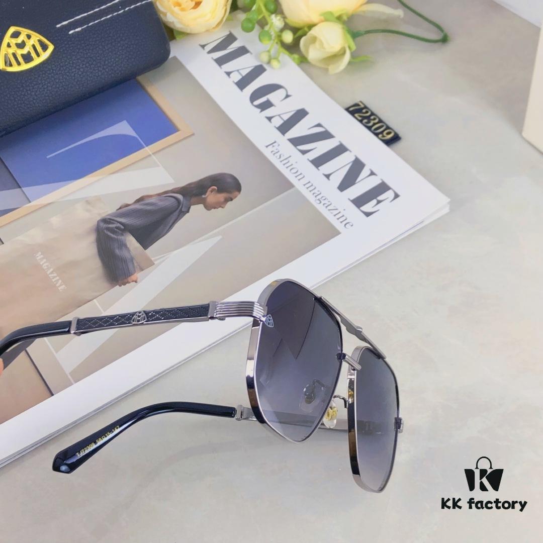 Maybac* New Men's Sunglasses Fashionable Metal Double-Bridge Large Frame Sunglasses for Driving Outdoor Activities