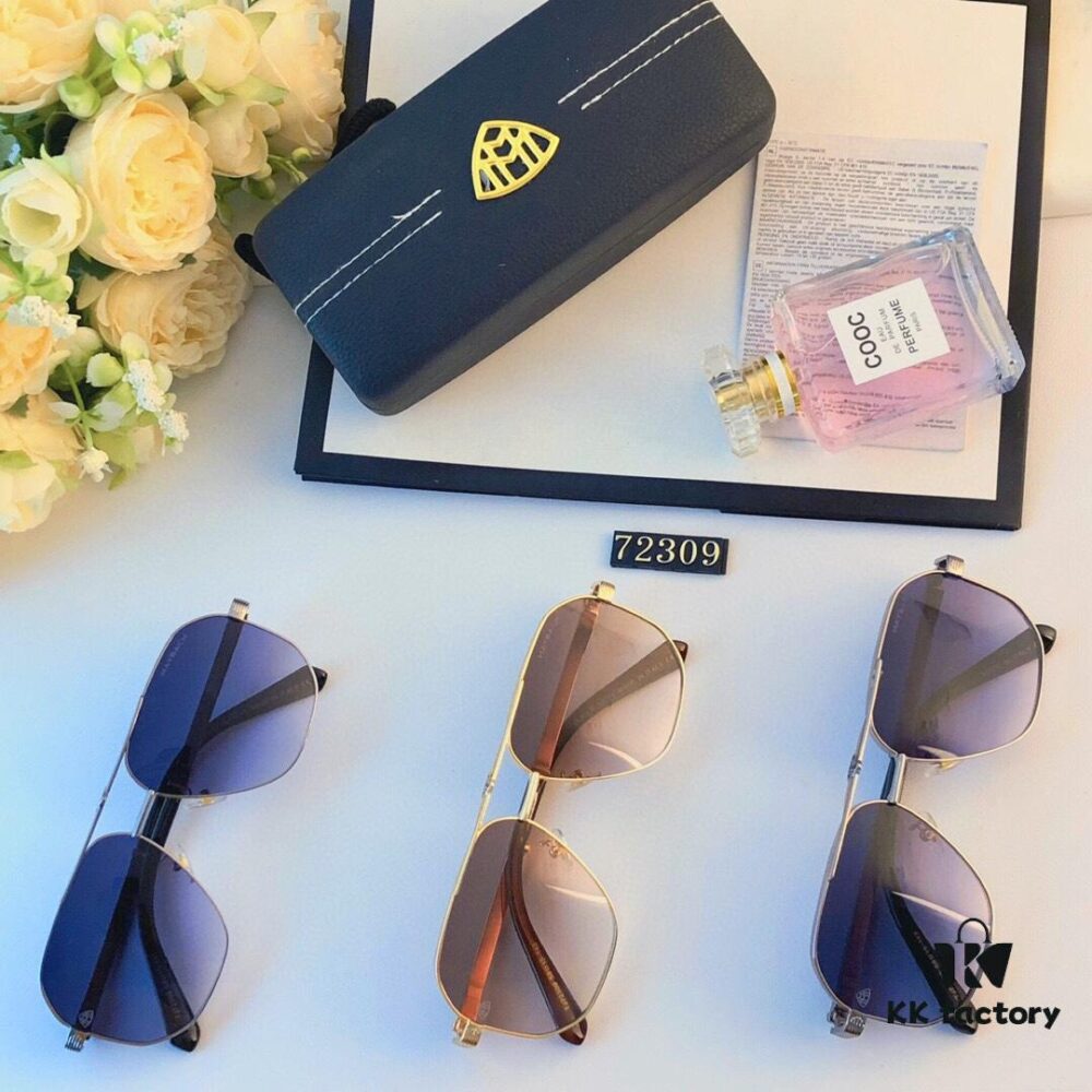 Maybach New Men's Sunglasses, Fashionable Large-Frame Metal Double-Bridge Sunglasses, Trendy Driving Eyewear