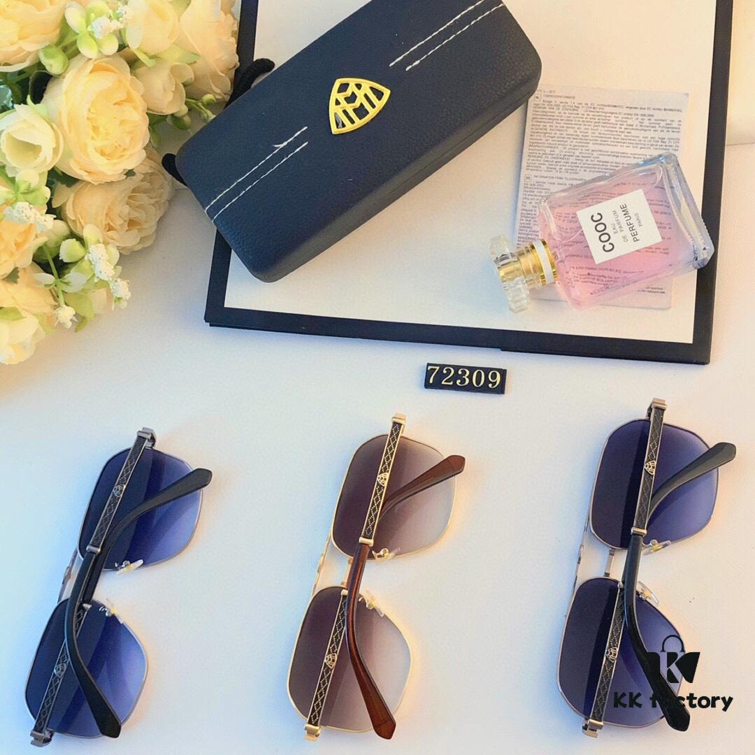 Maybach New Men's Sunglasses, Fashionable Large-Frame Metal Double-Bridge Sunglasses, Trendy Driving Eyewear