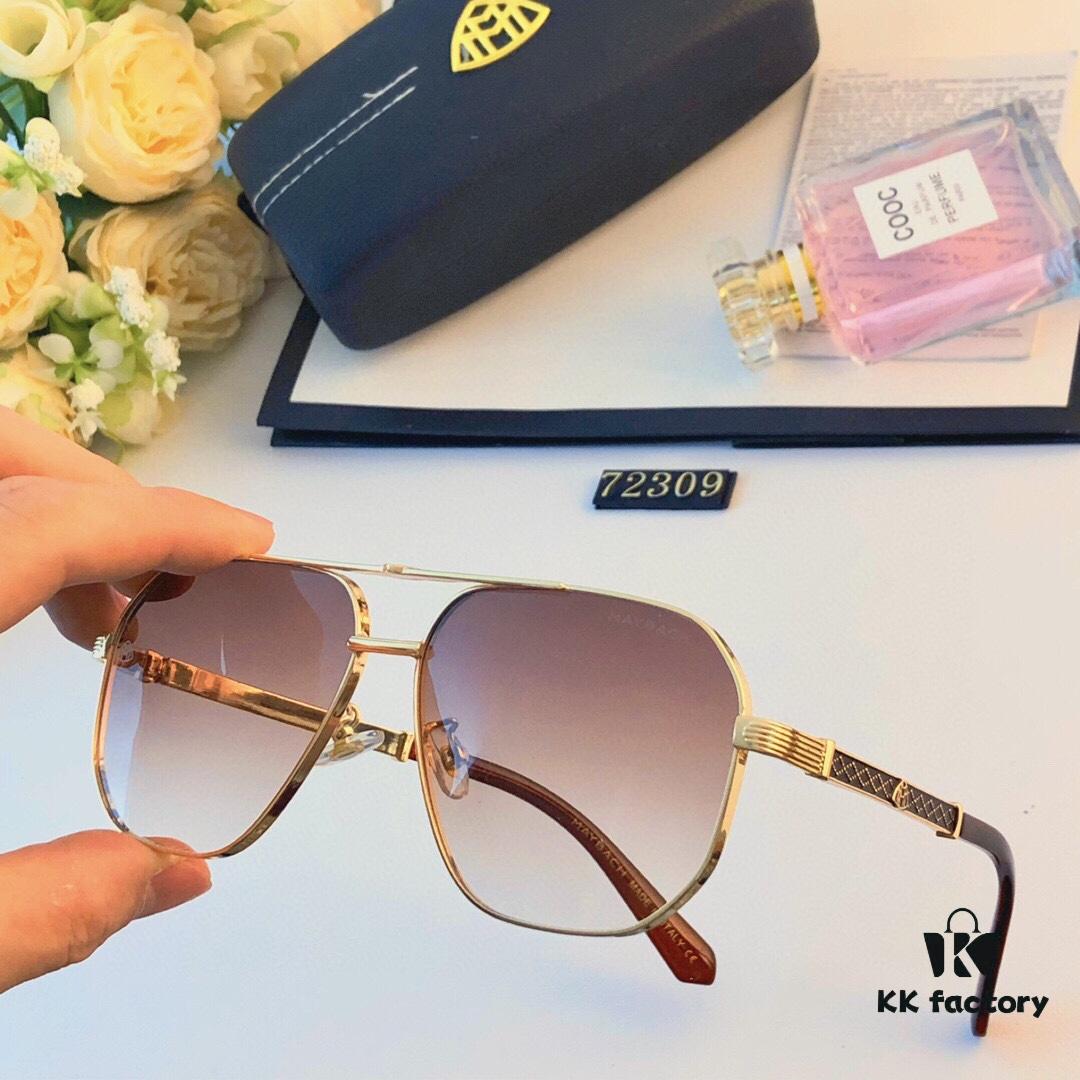 Maybach New Men's Sunglasses, Fashionable Large-Frame Metal Double-Bridge Sunglasses, Trendy Driving Eyewear