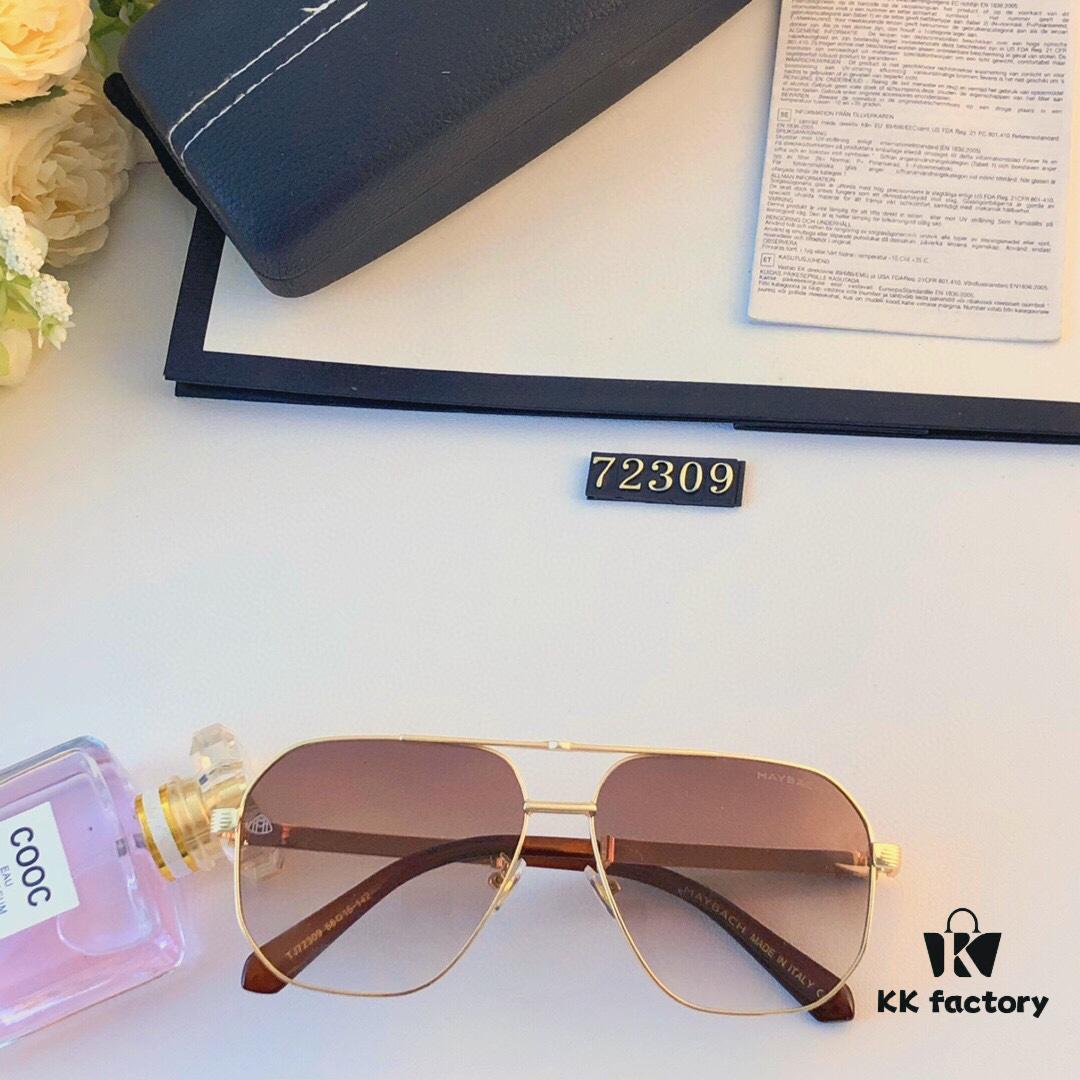 Maybach New Men's Sunglasses, Fashionable Large-Frame Metal Double-Bridge Sunglasses, Trendy Driving Eyewear