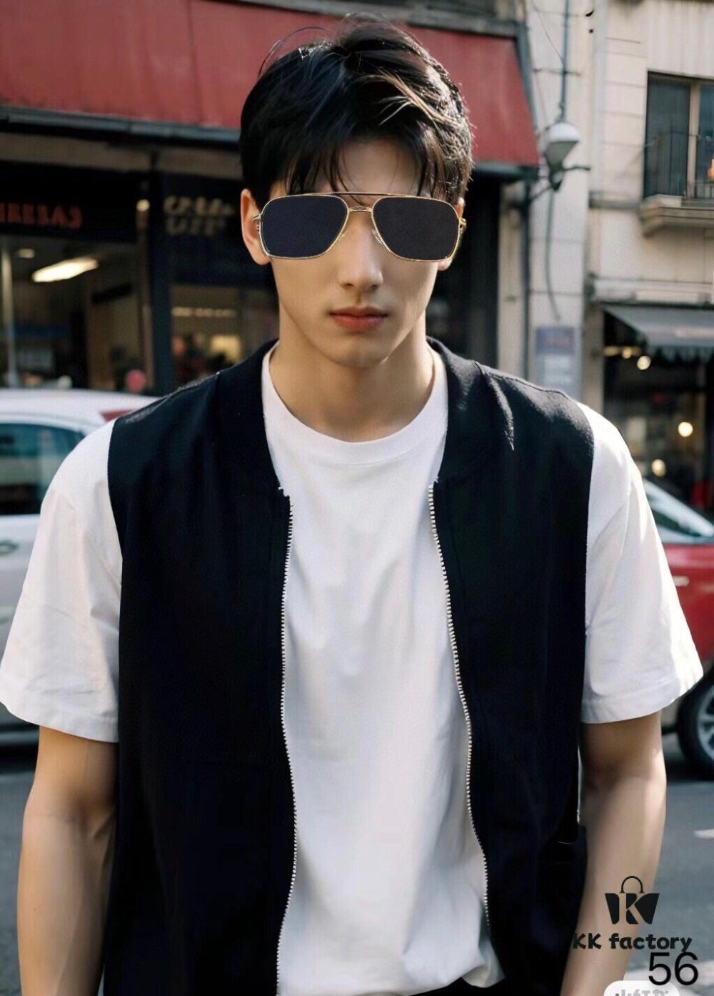 Maybac* European and American Style Cut-edge Square-frame Double-bar Sunglasses Unisex Fashion Versatile Shades Metal Glasses Cross-border Popular Influencer Hit