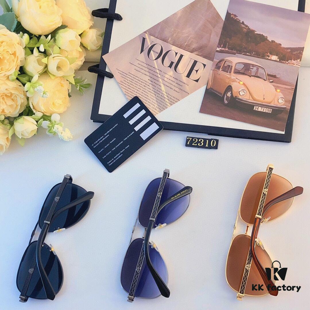 Maybac* New Men's Sunglasses Fashionable Metal Double-Bridge Large Frame Sunglasses for Driving