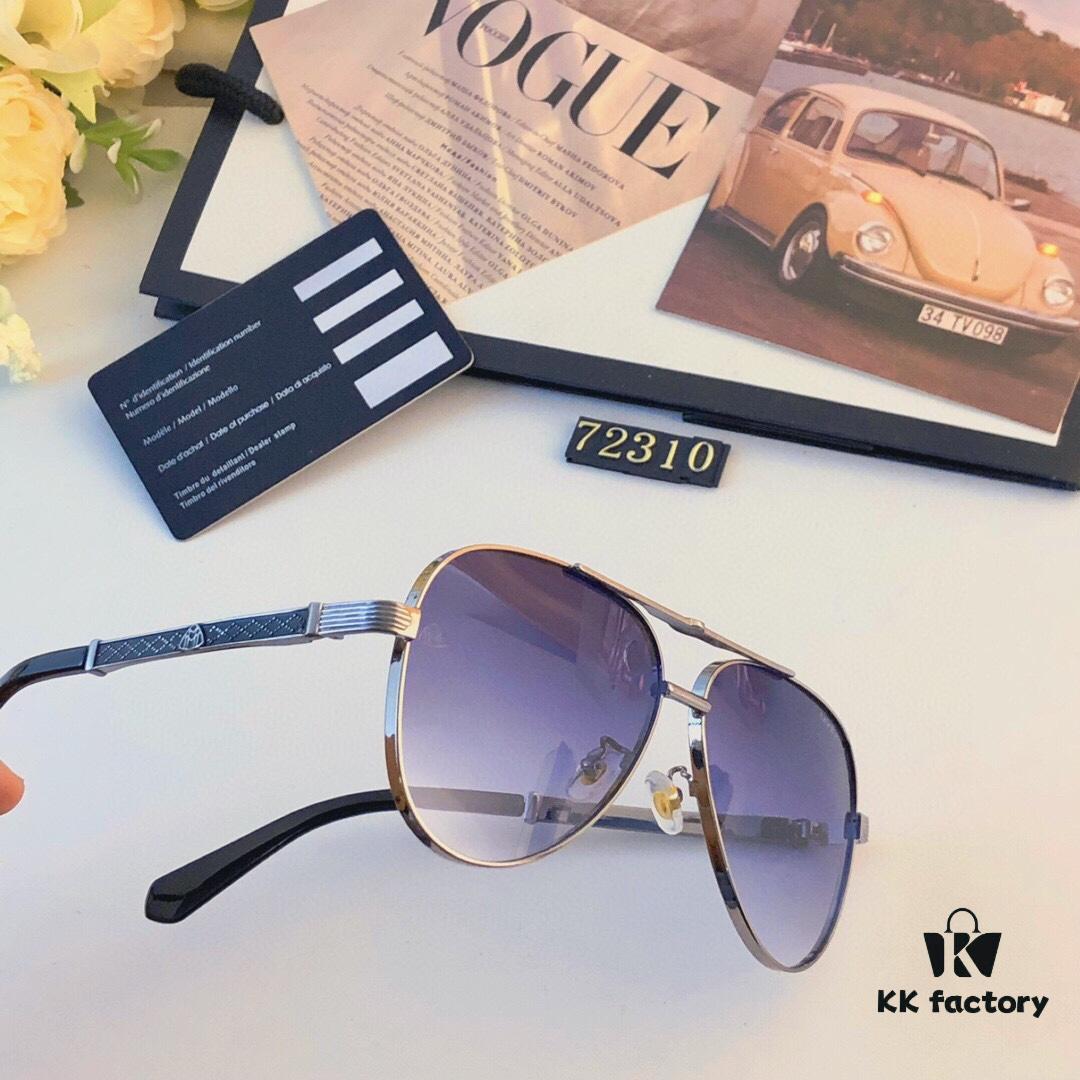 Maybac* New Men's Sunglasses Fashionable Metal Double-Bridge Large Frame Sunglasses for Driving