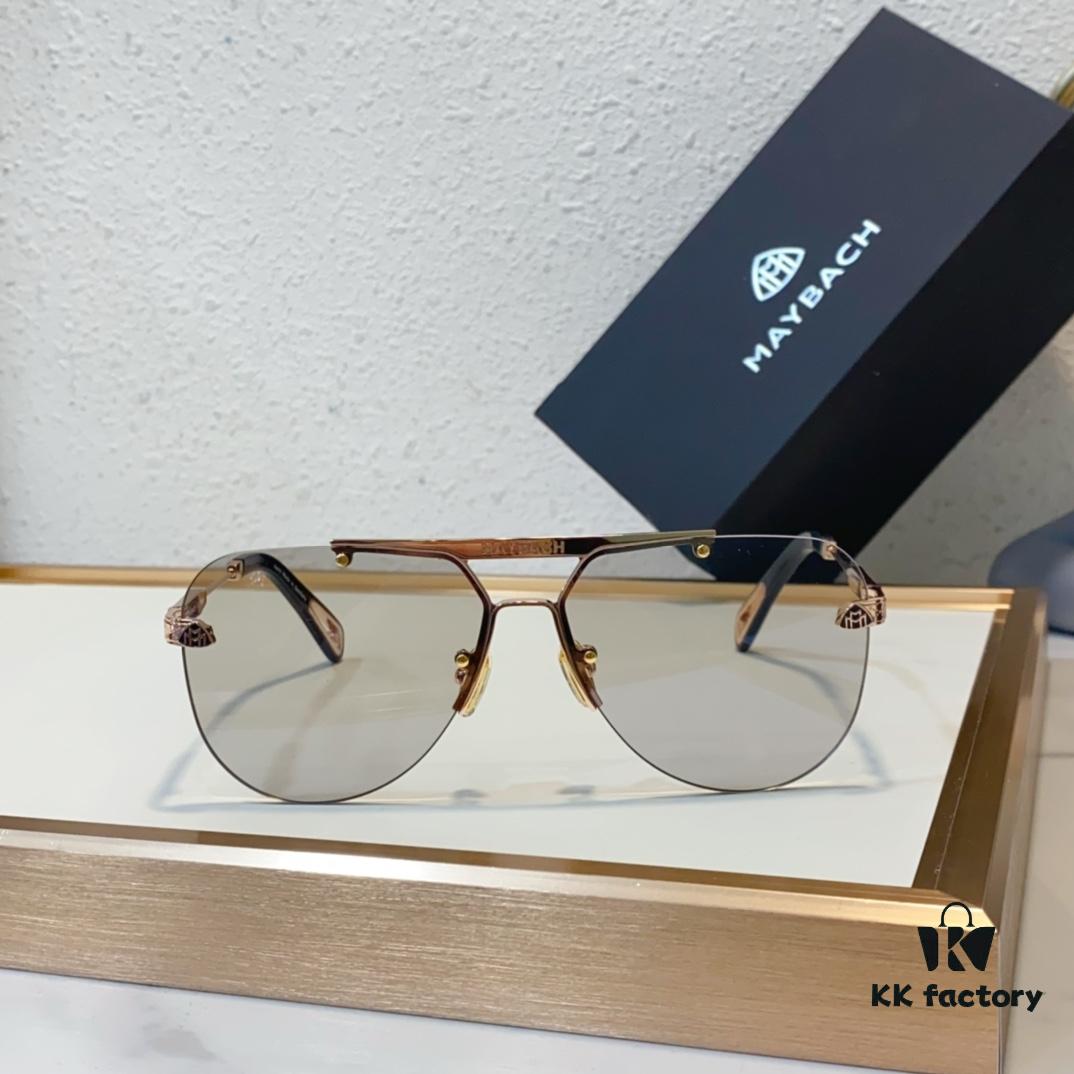 MAYBACH* Luxury K-Gold Vacuum Electroplated HD Blue Film Mirror Sunglasses