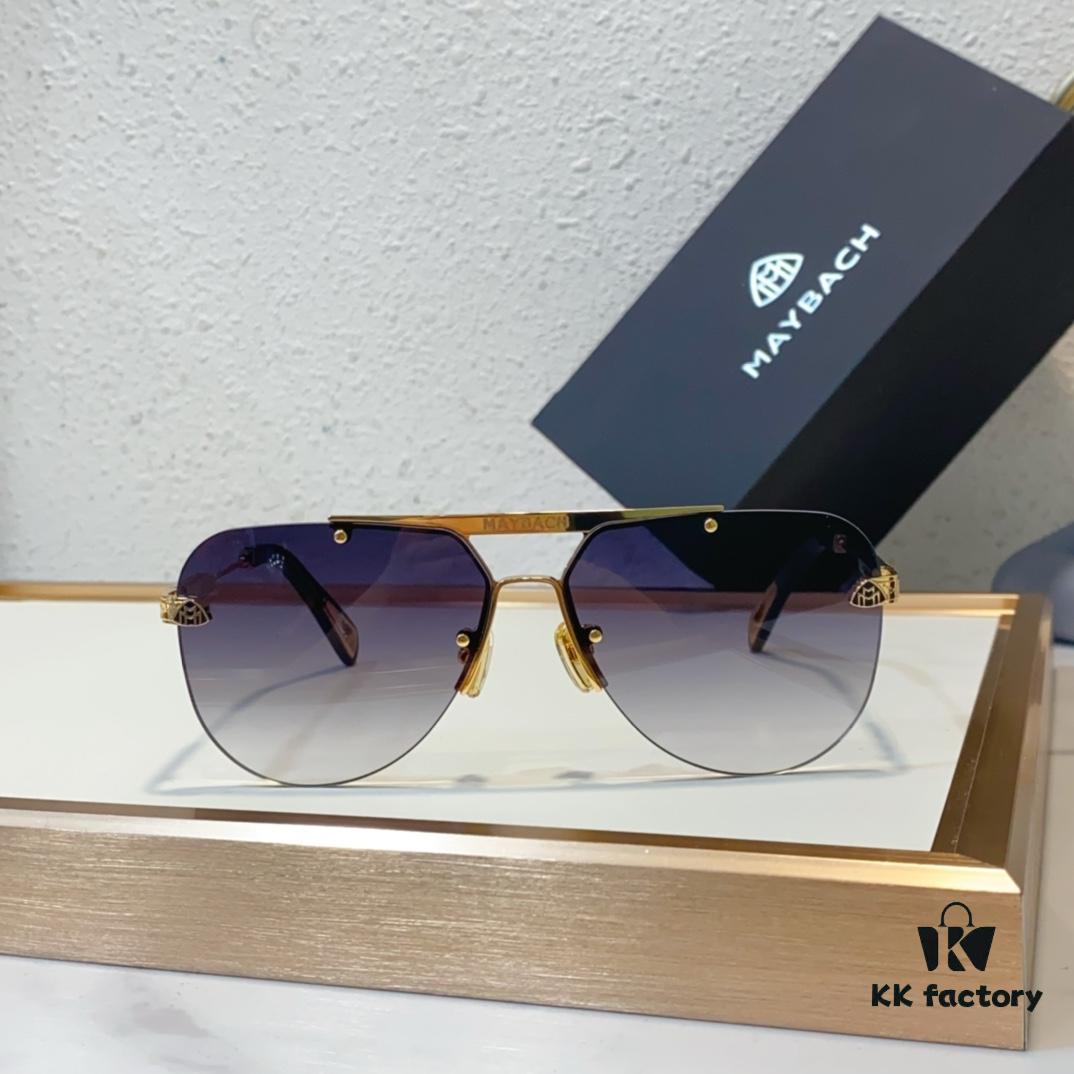 MAYBACH* Luxury K-Gold Vacuum Electroplated HD Blue Film Mirror Sunglasses