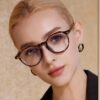 Chane* Jin Chen Same Style Multi-Frame Tortoiseshell Round Eyeglasses for Women, Prescription Ready, Leopard Print Frame, Sunglasses