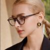 Chane* Jin Chen Same Style Multi-Frame Tortoiseshell Round Eyeglasses for Women, Prescription Ready, Leopard Print Frame, Sunglasses