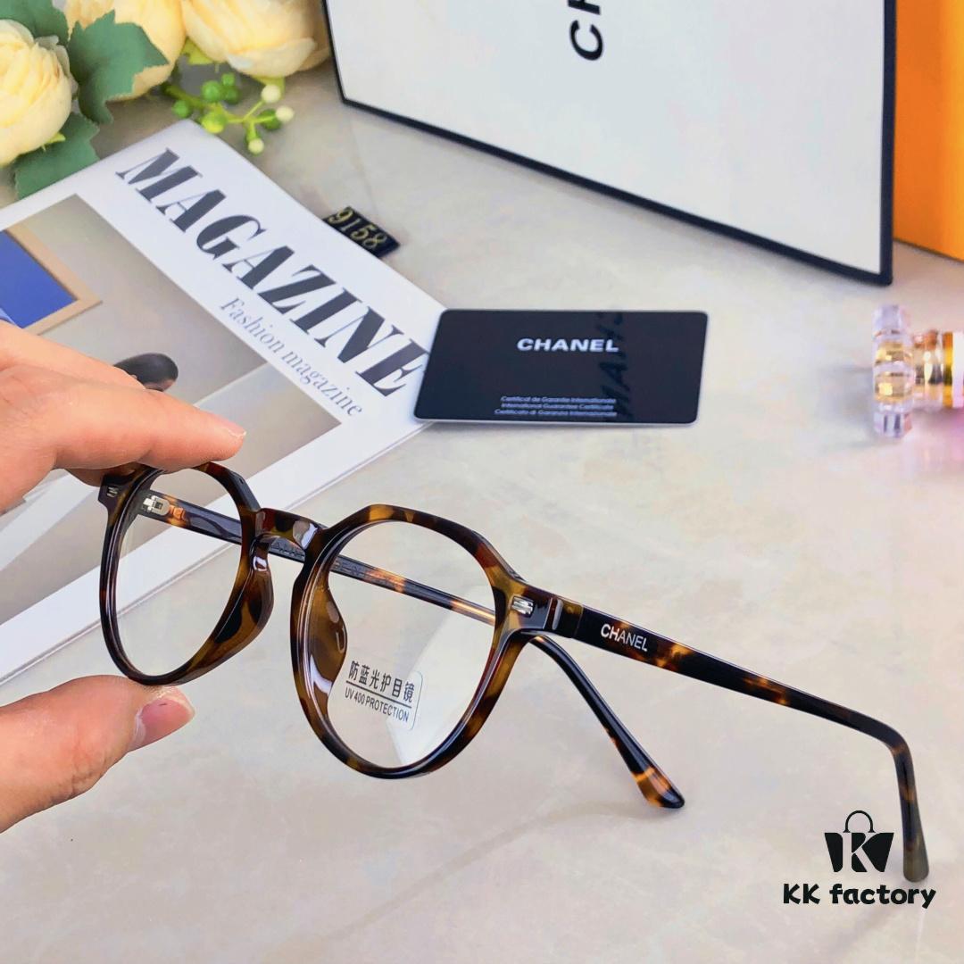 Chane* Jin Chen Same Style Multi-Frame Tortoiseshell Round Eyeglasses for Women, Prescription Ready, Leopard Print Frame, Sunglasses