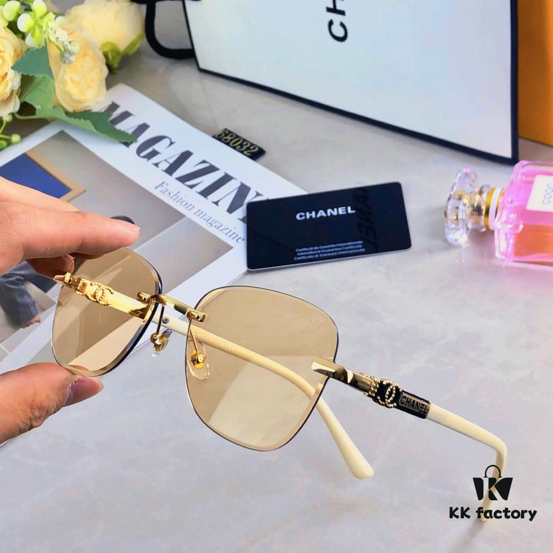 Chane* European and American Fashion Small Frame Sunglasses, Retro Minimalist Rimless Street Snap Shades