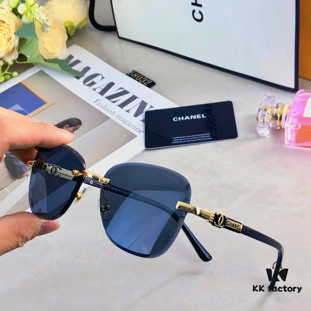 Chane* European and American Fashion Small Frame Sunglasses, Retro Minimalist Rimless Street Snap Shades