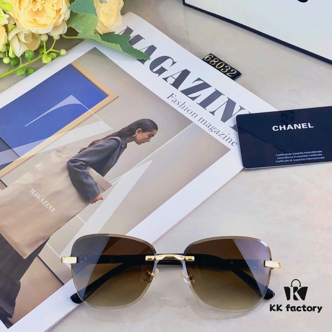 Chane* European and American Fashion Small Frame Sunglasses, Retro Minimalist Rimless Street Snap Shades