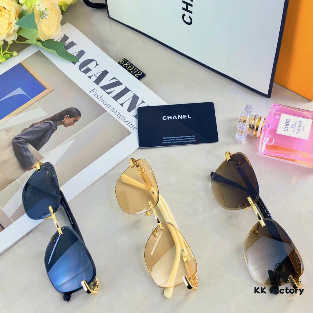 Chane* European and American Fashion Small Frame Sunglasses, Retro Minimalist Rimless Street Snap Shades