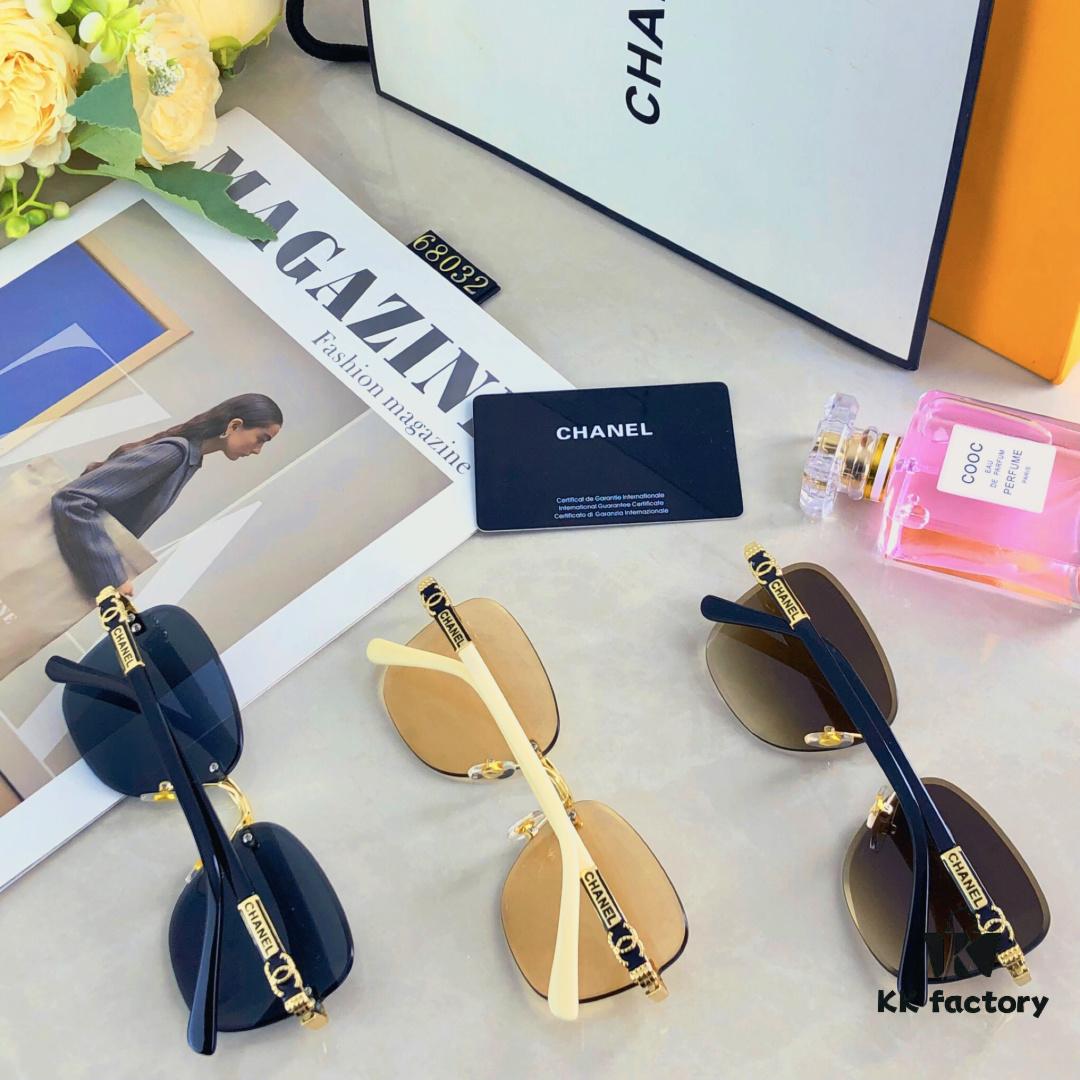 Chane* European and American Fashion Small Frame Sunglasses, Retro Minimalist Rimless Street Snap Shades