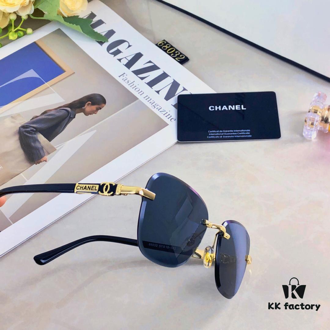 Chane* European and American Fashion Small Frame Sunglasses, Retro Minimalist Rimless Street Snap Shades