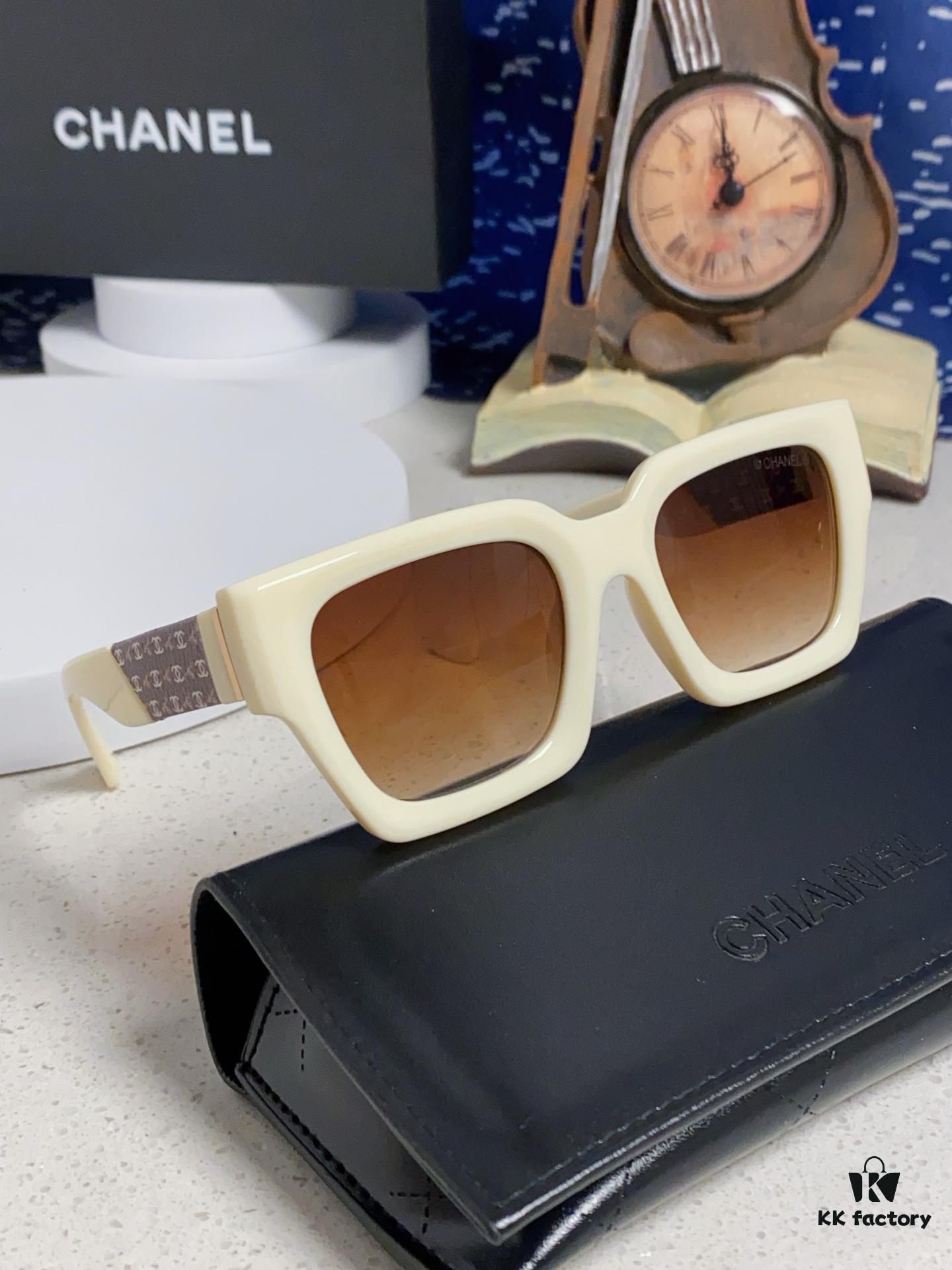 CHANEL 2024 New Arrival Trendy Fashion Square Frame Sunglasses for Women, High-Definition Thick Polarized UV Protection Shades