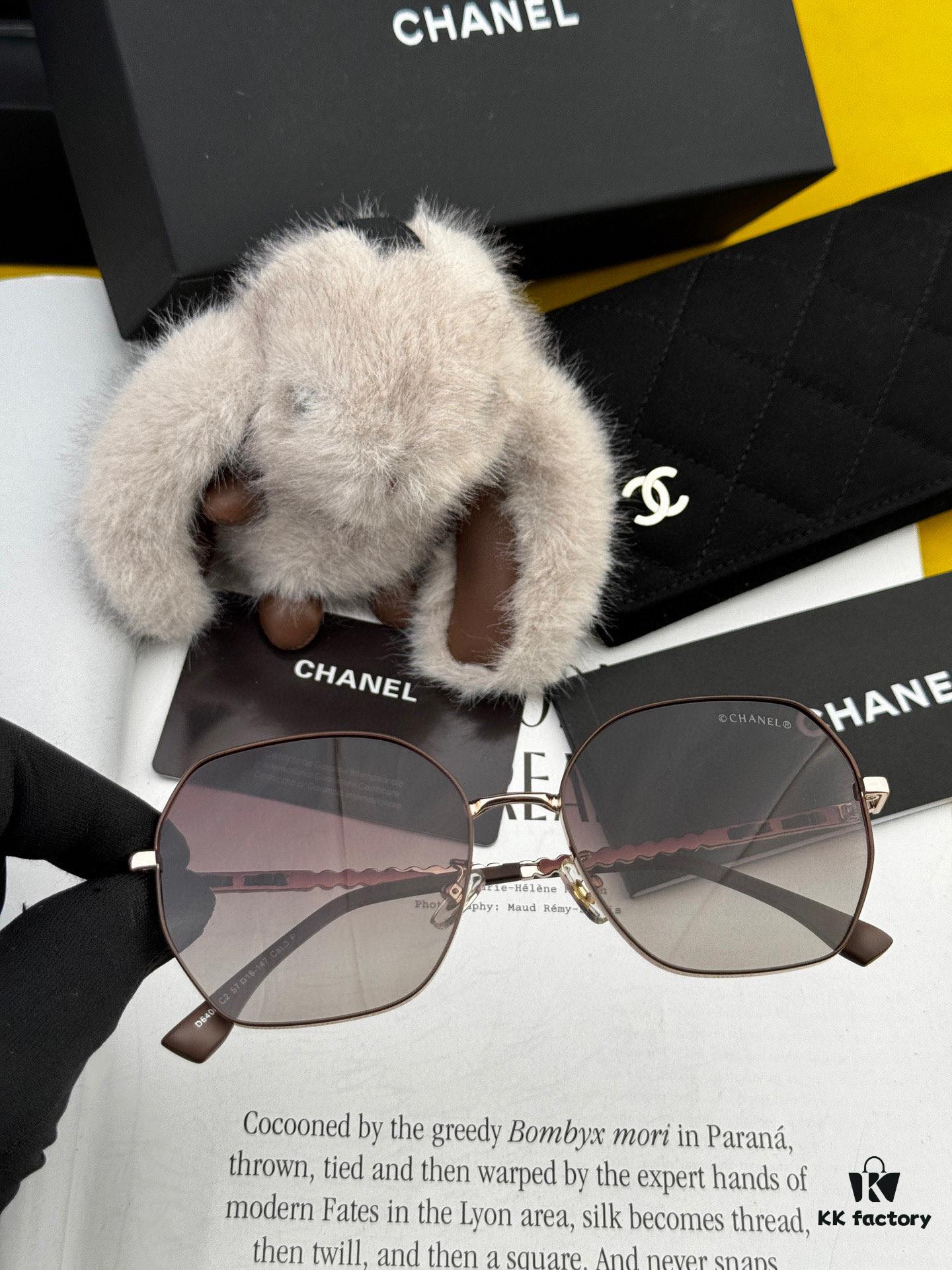 New CHANEL Square Sunglasses with Pearl Accents and Metallic Bridge