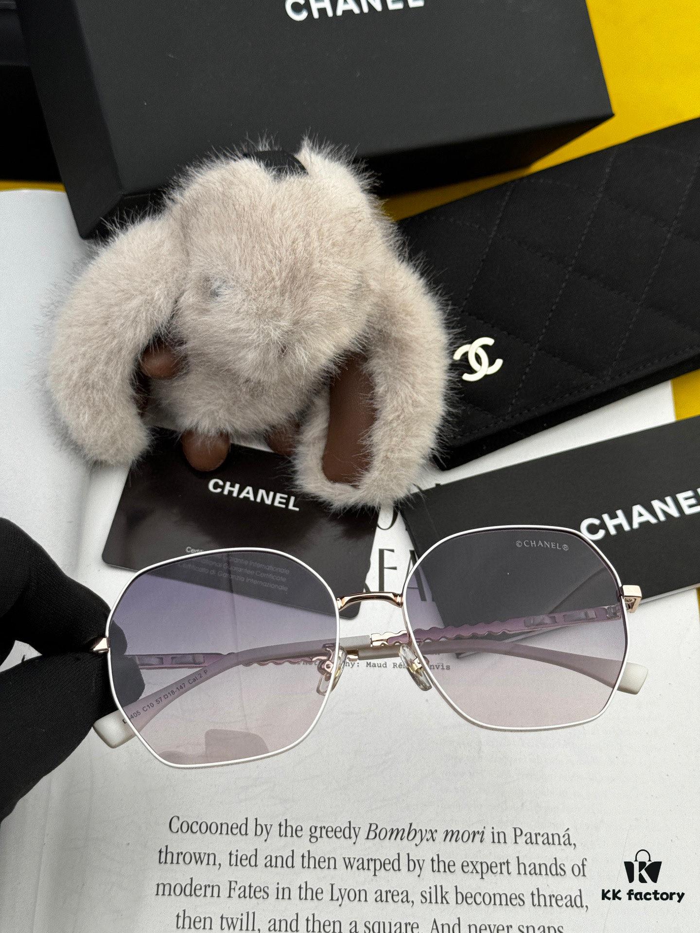 New CHANEL Square Sunglasses with Pearl Accents and Metallic Bridge