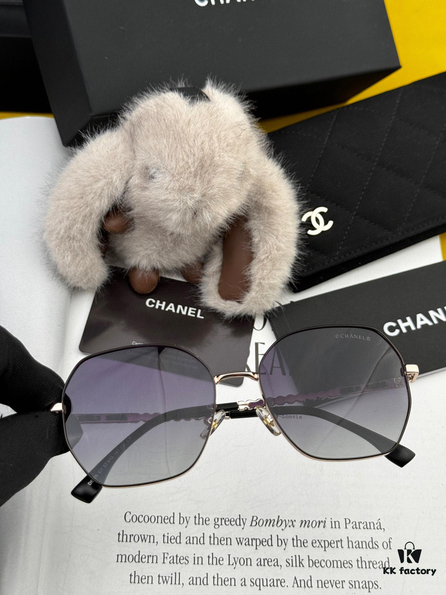 New CHANEL Square Sunglasses with Pearl Accents and Metallic Bridge