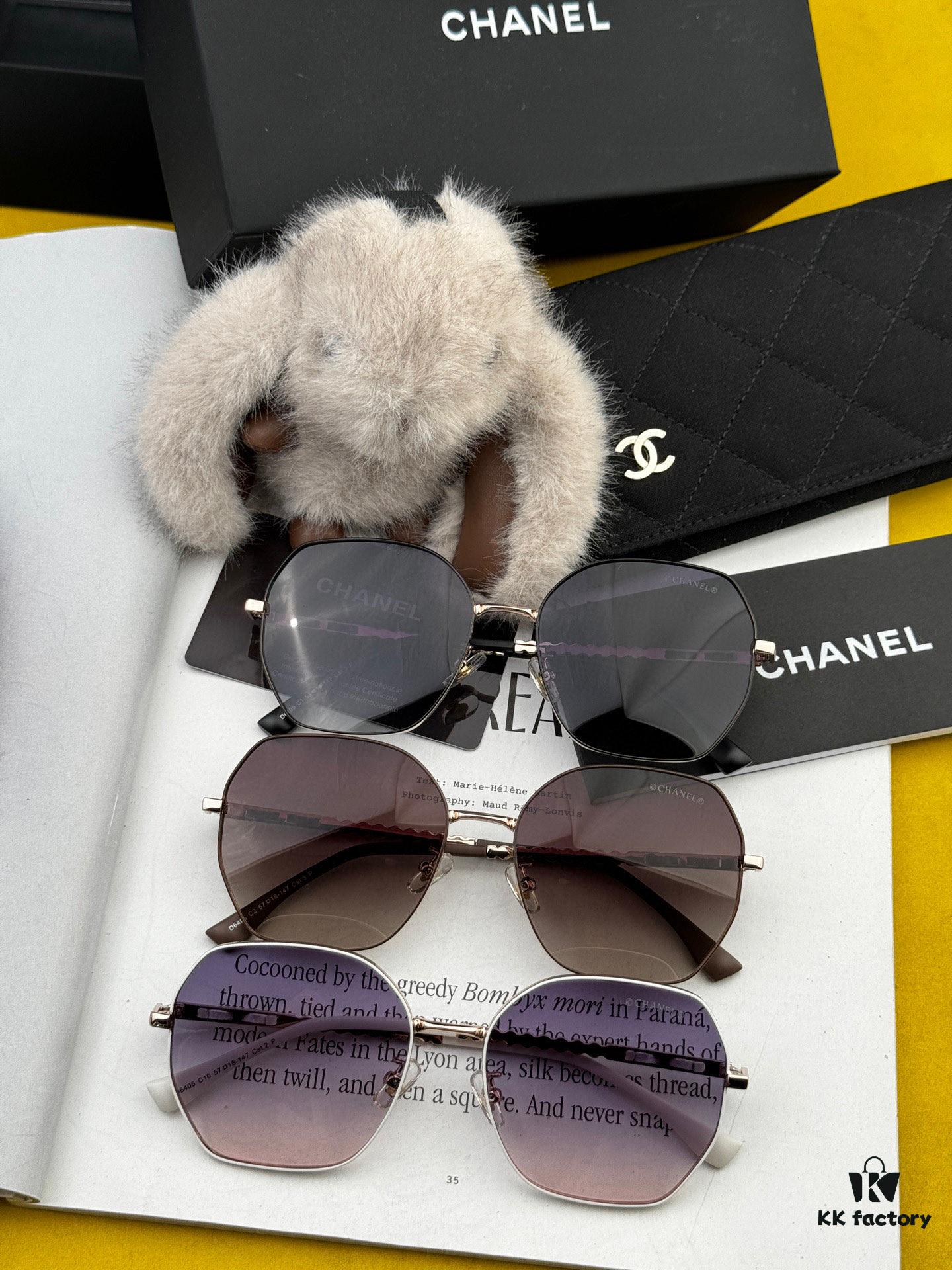 New CHANEL Square Sunglasses with Pearl Accents and Metallic Bridge