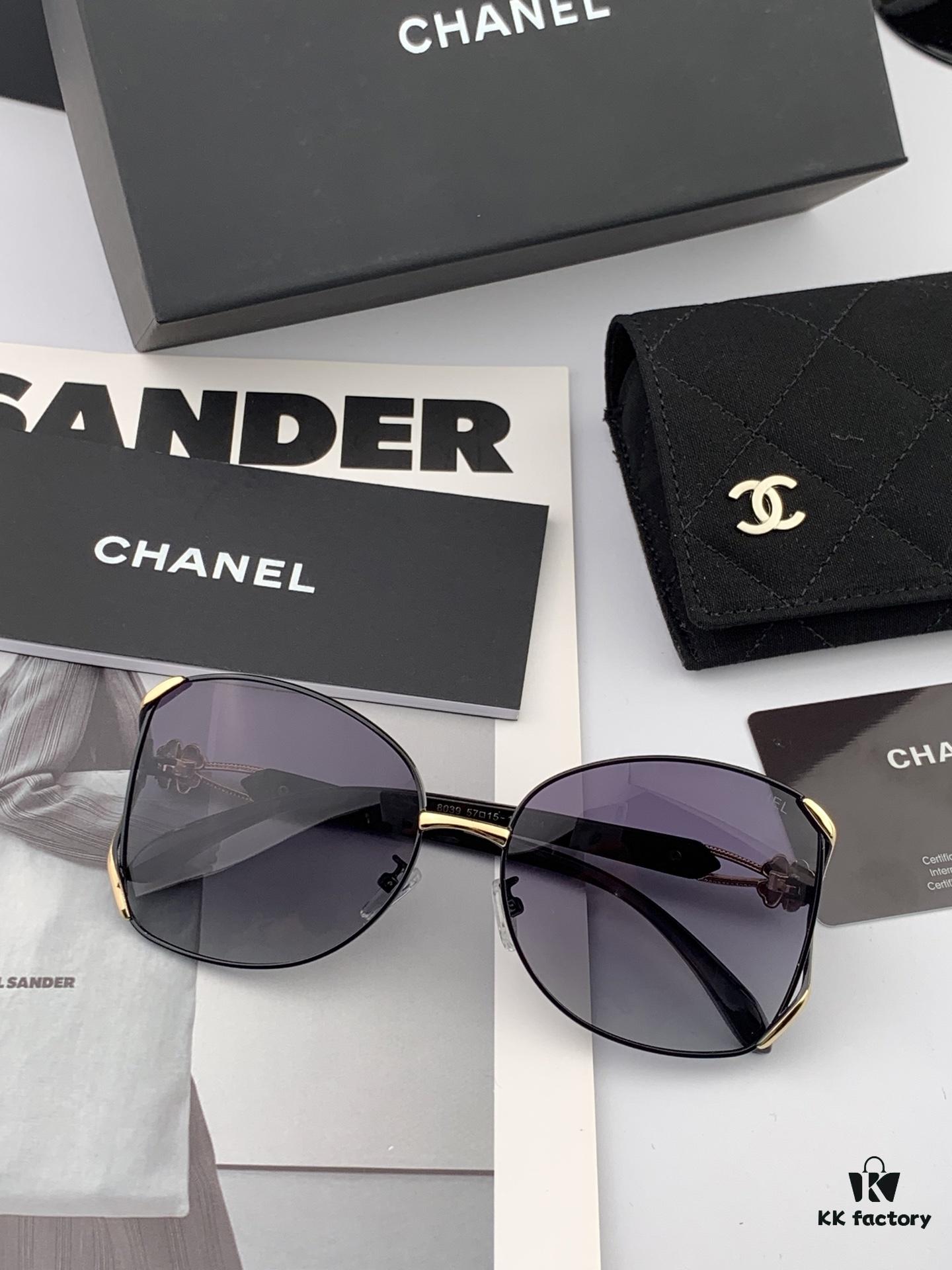 CHANEL 2025 New Camellia Fashion Best-Selling Round Frame Sunglasses Comfortable Wearable Influencer Trendy Shades Model: CH9803