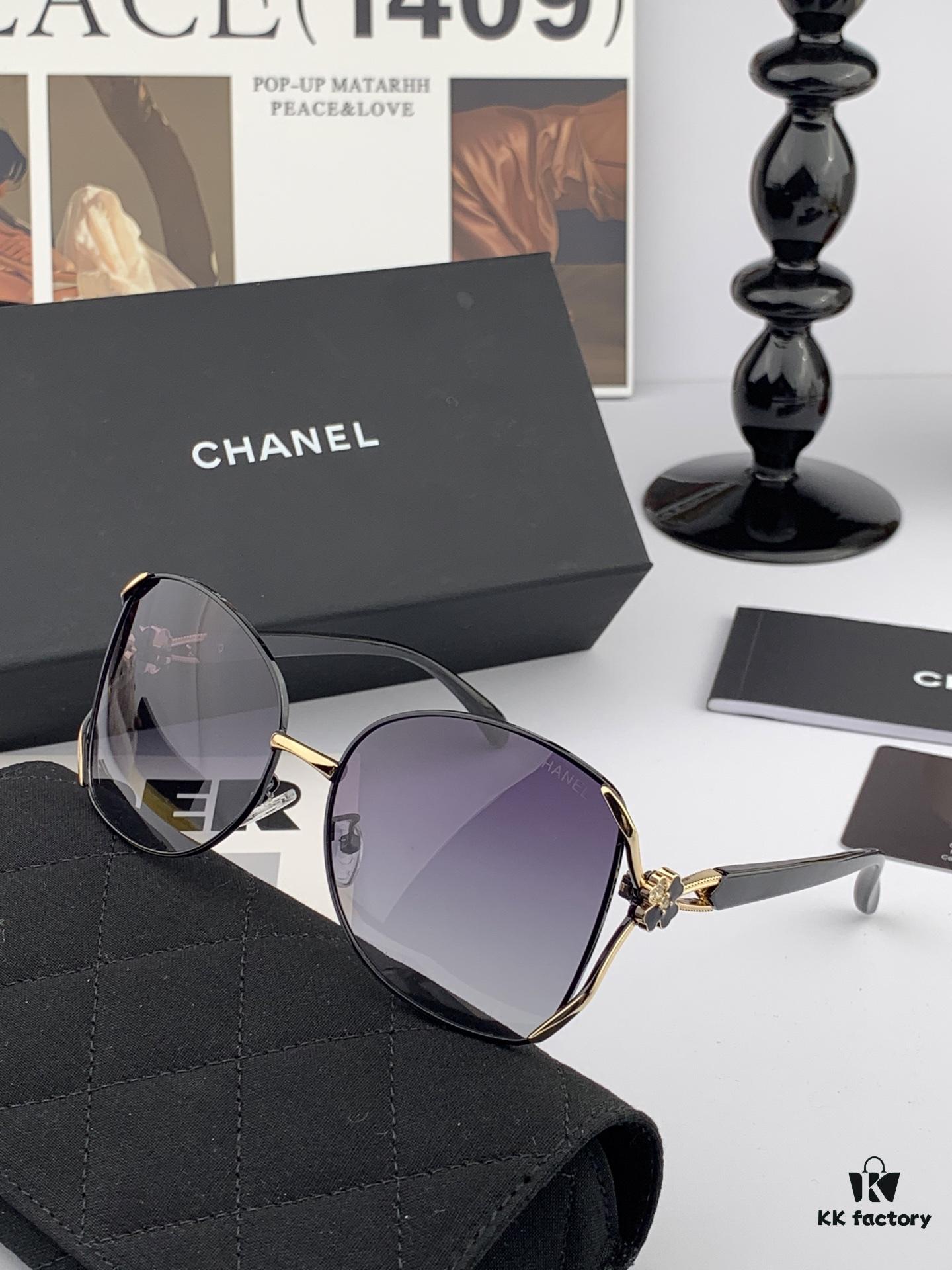 CHANEL 2025 New Camellia Fashion Best-Selling Round Frame Sunglasses Comfortable Wearable Influencer Trendy Shades Model: CH9803