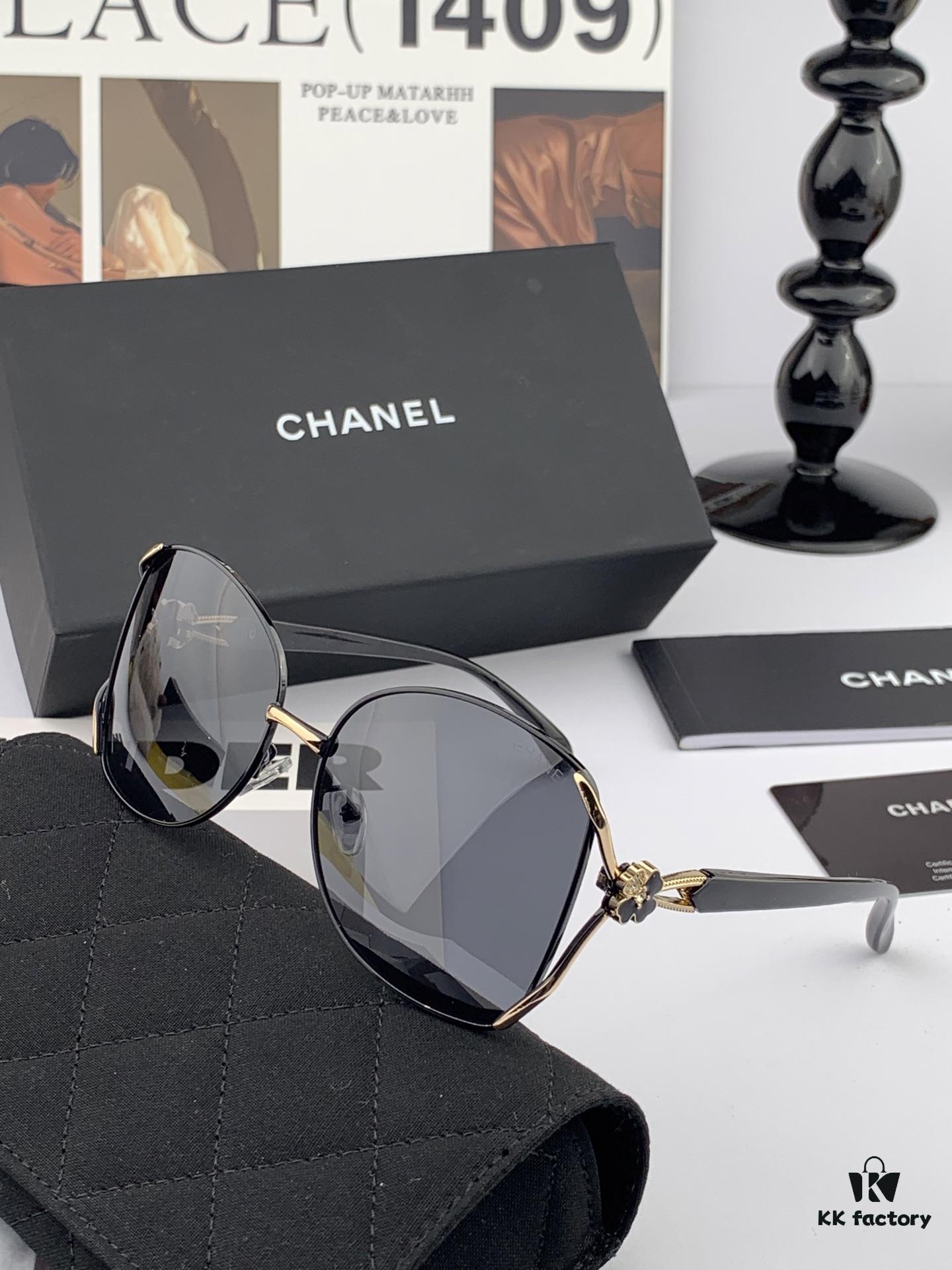 CHANEL 2025 New Camellia Fashion Best-Selling Round Frame Sunglasses Comfortable Wearable Influencer Trendy Shades Model: CH9803