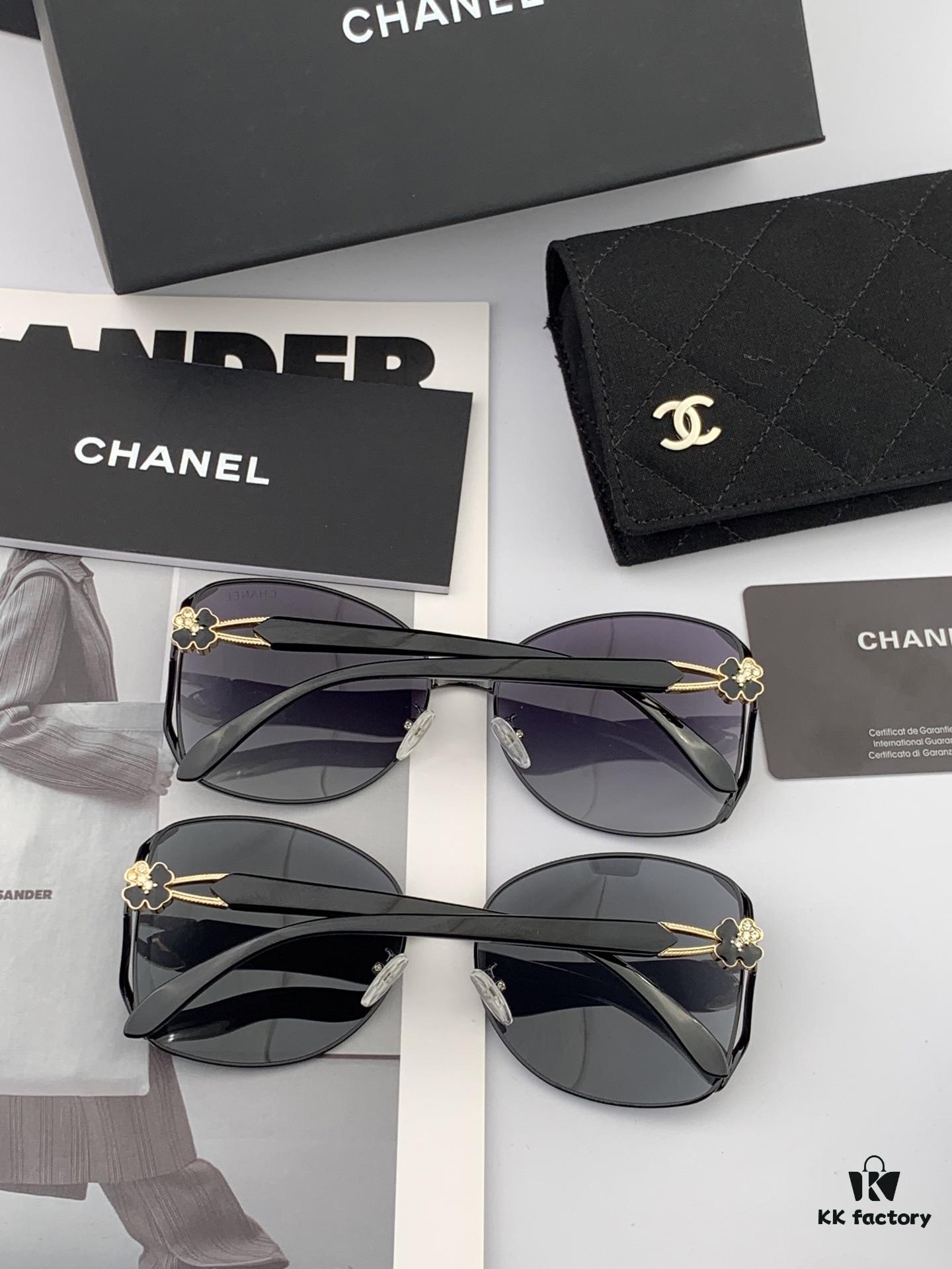 CHANEL 2025 New Camellia Fashion Best-Selling Round Frame Sunglasses Comfortable Wearable Influencer Trendy Shades Model: CH9803