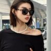 CHANEL 2025 Official Early Spring New Arrival, Popular Style Worn by Many Celebrities – Chanel New Large Frame Pearl-Pattern Polarized Sunglasses, Polarel Ultra-Clear Polarized Sunglasses