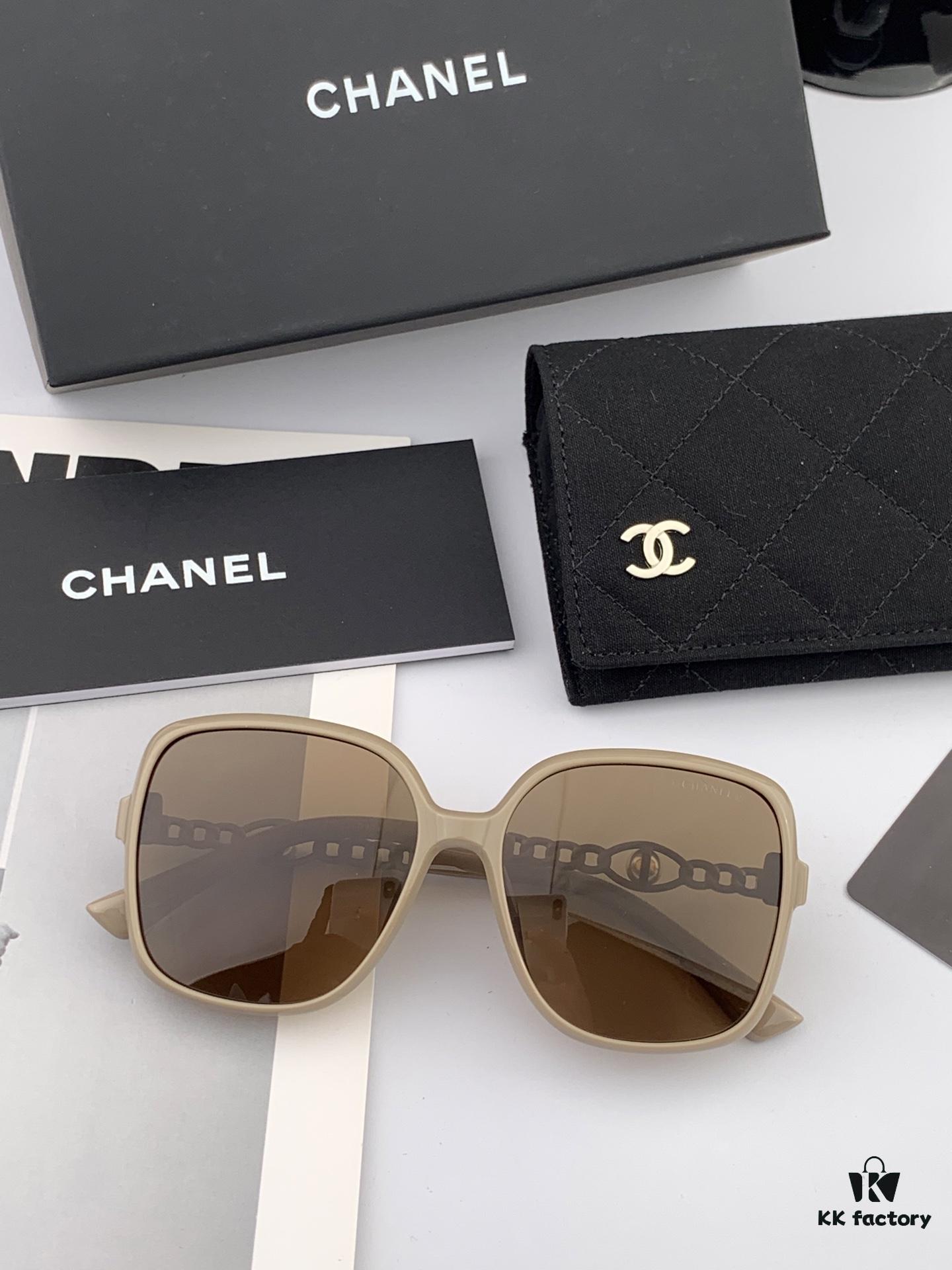 CHANEL 2025 Official Early Spring New Arrival, Popular Style Worn by Many Celebrities – Chanel New Large Frame Pearl-Pattern Polarized Sunglasses, Polarel Ultra-Clear Polarized Sunglasses
