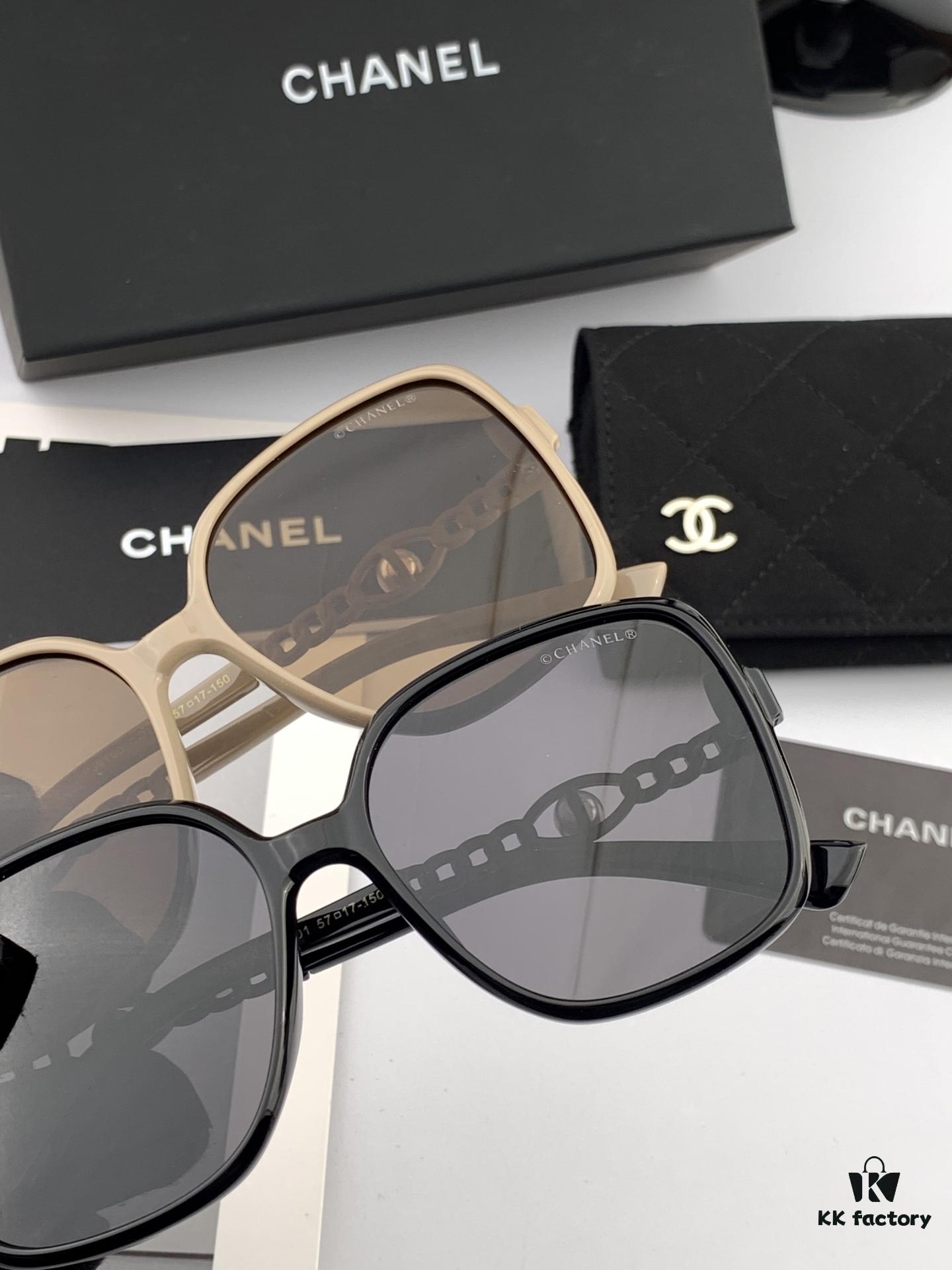 CHANEL 2025 Official Early Spring New Arrival, Popular Style Worn by Many Celebrities – Chanel New Large Frame Pearl-Pattern Polarized Sunglasses, Polarel Ultra-Clear Polarized Sunglasses
