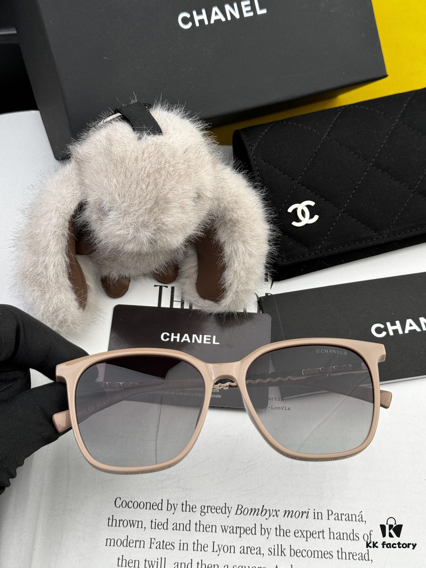 New CHANEL Square Sunglasses with Pearl Accents and Metallic Bridge