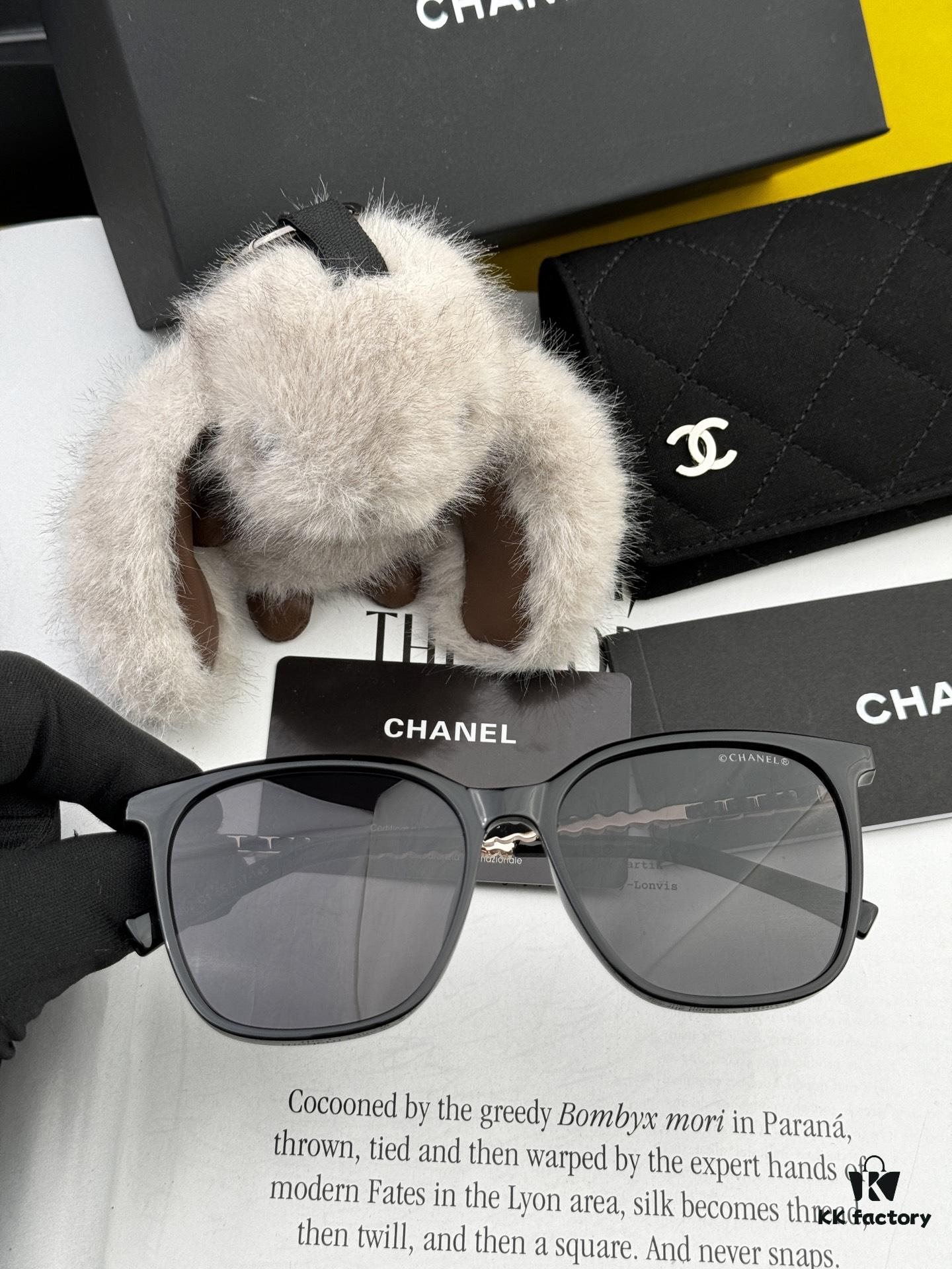 New CHANEL Square Sunglasses with Pearl Accents and Metallic Bridge