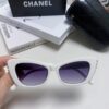 Chanel Natural Light Pink Pearl Inlaid Frame Fashion Luxury Women's Square Sunglasses