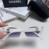 Chanel Natural Light Pink Pearl Inlaid Frame Fashion Luxury Women's Square Sunglasses