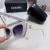 Chanel Natural Light Pink Pearl Inlaid Frame Fashion Luxury Women's Square Sunglasses