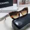 Chanel Natural Light Pink Pearl Inlaid Frame Fashion Luxury Women's Square Sunglasses