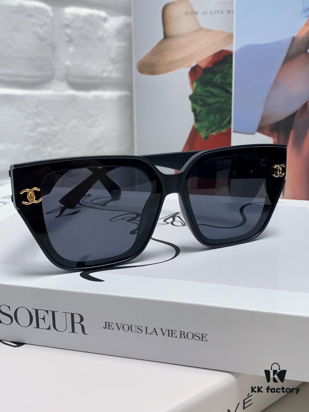 CHANEL 2025 Small Fragrance Style HD Anti-Ultraviolet Sunglasses for Women, Fashionable Oversized Korean-style Sun Glasses, Celebrity-Inspired Eyewear