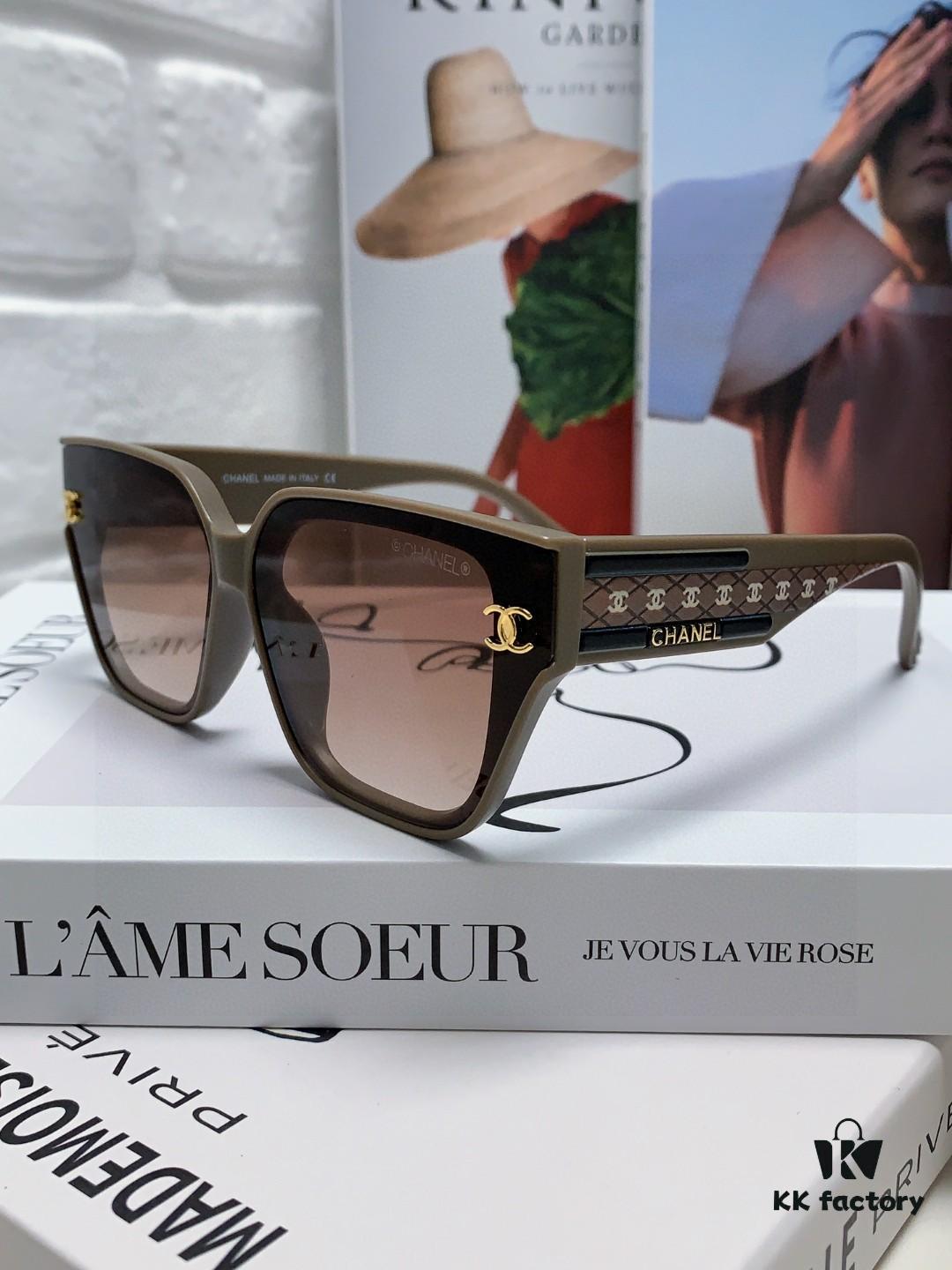 CHANEL 2025 Small Fragrance Style HD Anti-Ultraviolet Sunglasses for Women, Fashionable Celebrity-Inspired Korean-Style Oversized Frame Glasses