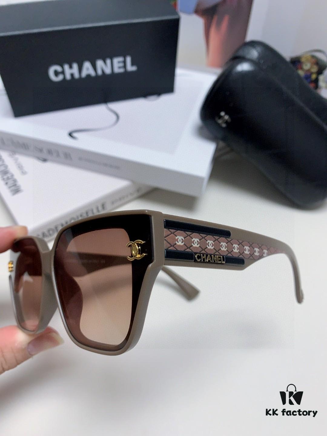 CHANEL 2025 Small Fragrance Style High-Definition UV-Protective Sunglasses, Fashionable Women's Oversized Sunglasses, Celebrity-Inspired Korean Style