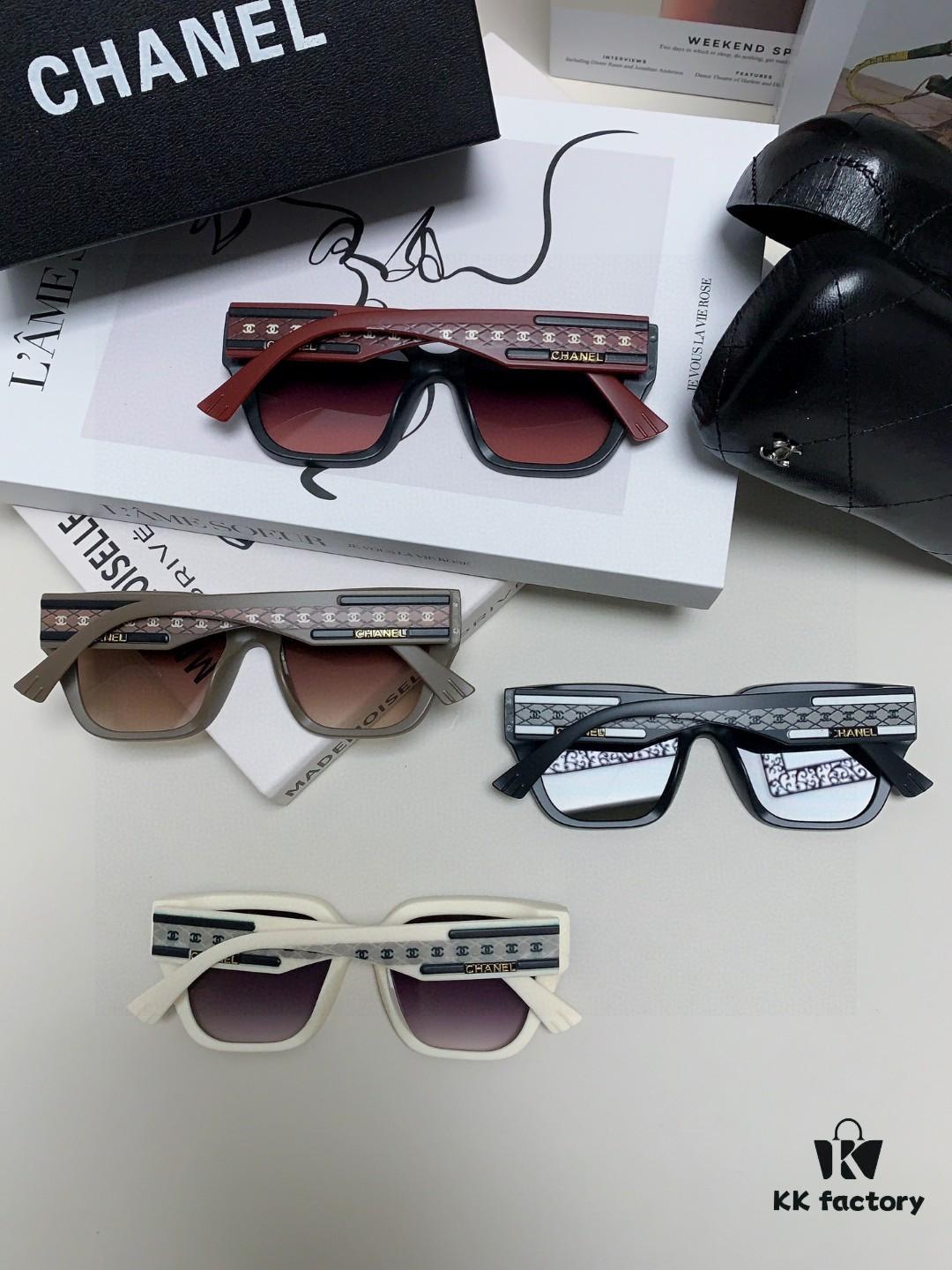 CHANEL 2025 Small Fragrance Style High-Definition UV-Protective Sunglasses, Fashionable Women's Oversized Sunglasses, Celebrity-Inspired Korean Style