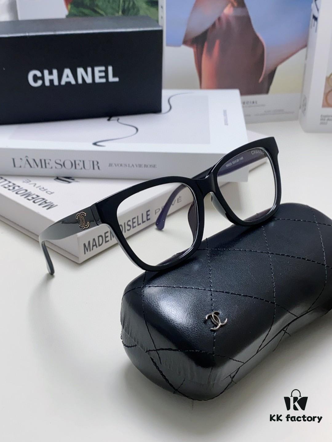 Chanel 2025 New Celebrity-Inspired Frame-Only Glasses for Women, Blue Light Blocking Square Frame Unisex Eyewear, Panda Color-Block Design Sunglasses