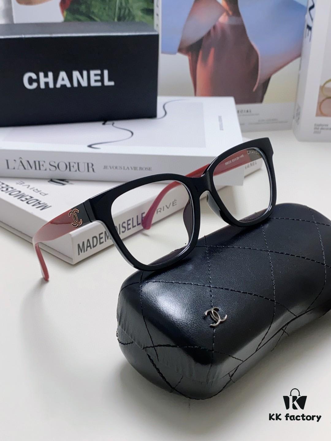 Chanel 2025 New Celebrity-Inspired Frame-Only Glasses for Women, Blue Light Blocking Square Frame Unisex Eyewear, Panda Color-Block Design Sunglasses